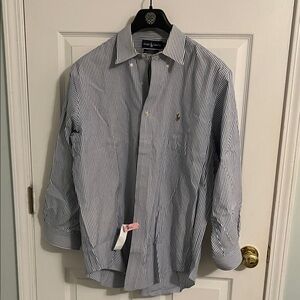 Ralph Lauren Men's Navy Striped Button Down Shirt